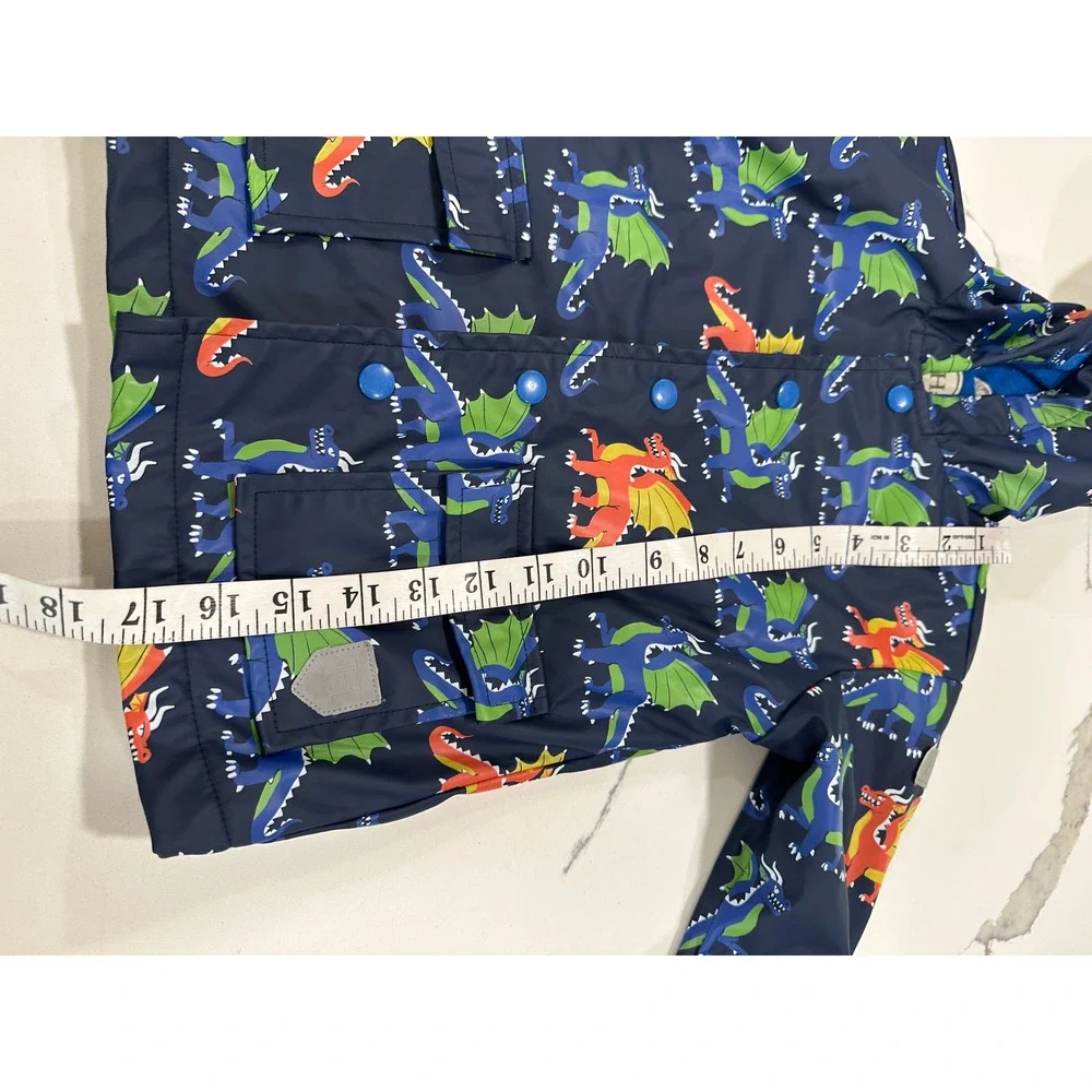 Hatley Kids Navy Blue Dragon Print Hooded Raincoat‎ Waterproof Jacket Size 2